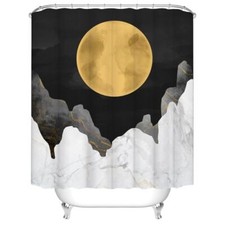 Black Grey and White Shower Curtain Abstract Full Moon Shower Curtains Minima...