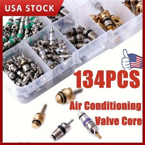 134pcs Car A/C Air Conditioning R134A Valve Core Assortment Remover Tool Kit