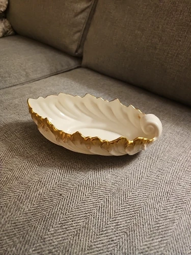 Vintage Lenox Acanthus Leaf Bowl with Gold Trim - Made in USA 1930-1953