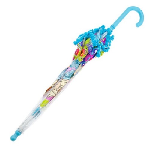 Frozen~ANNA+ELSA~Clear~Floral~Fringe~UMBRELLA~NWT~Disney Store-STAMP on Tag~2014 - Picture 2 of 7