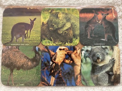 Getränk Untersetzer x 6 australische einheimische Tiere Motiv. Nagelneu.