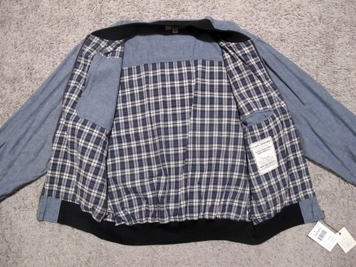CPT by Cockpit USA Blue Chambray Naval Bomber Jacket Men's sz XL plaid lining - Picture 6 of 13