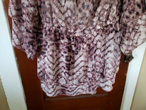 Camisa forrada manga 3/4 100 % poliéster estampado animal talla grande 0X FTF para mujer nueva con etiquetas - Imagen 3 de 7