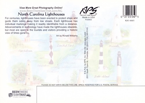 Postcard Featuring Eight North Carolina Lighthouses. - Picture 2 of 2