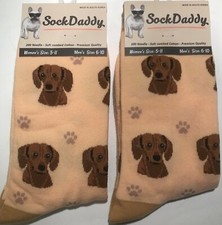 Sock Daddy Women Men Unisex Crew Mid Calf Red Dachshund Funky Socks Shelter Pets