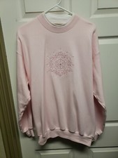 Vtg 90's Sweatshirt Size L Grandma Pink Snow Flake Pastel Pink Long Sleeve