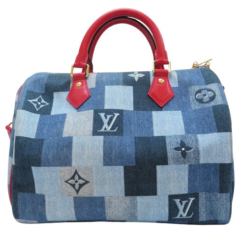 LOUIS VUITTON Speedy Bandouliere 30 Denim Damier Monogram Patchwork Blue M45041 - Picture 2 of 14