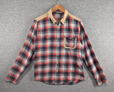 AllSaints Spitalfields Herren Karo Karo mit Cordkragen Ellenbogenschützer Hemd M