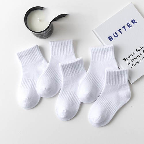 5 Pairs Children's White Socks Boys' and Girls' Sports Socks White Socks - Picture 8 of 10