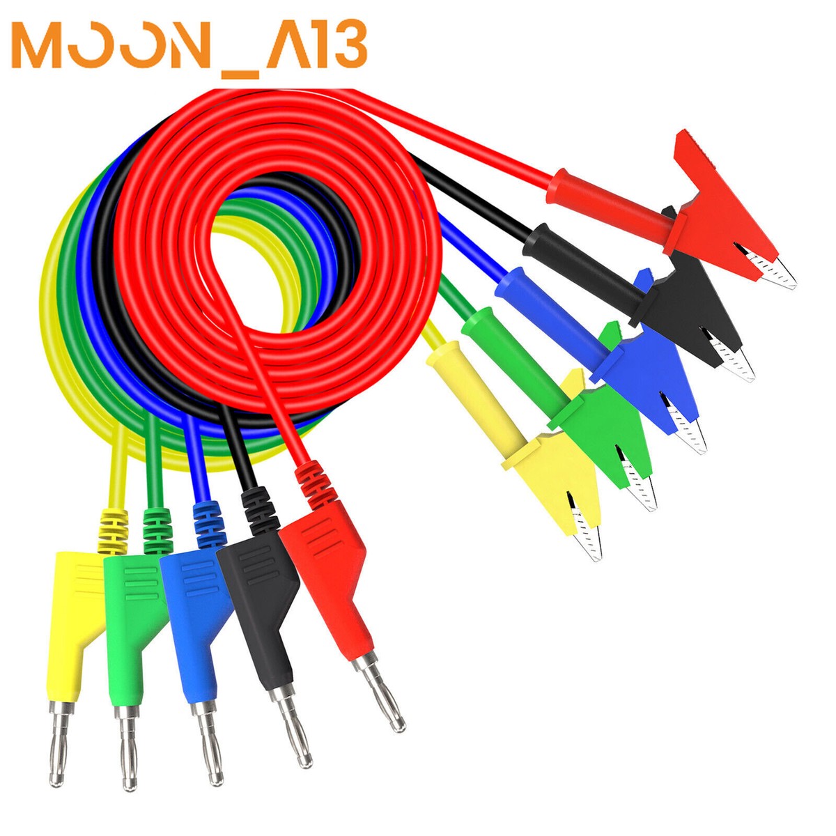 Maxbell 5 Pcs / Colors Crocodile Alligator Clip To 4mm Banana Plug Test Cable Wire 2851615954812
