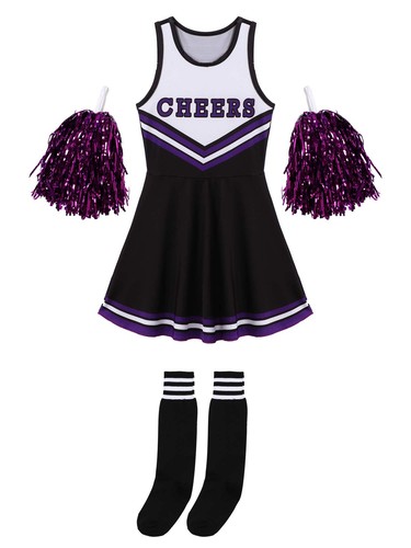 Kids Girls Cheerleading Outfits Dance Costume Dress Uniform Dress Up Party - Picture 35 of 130