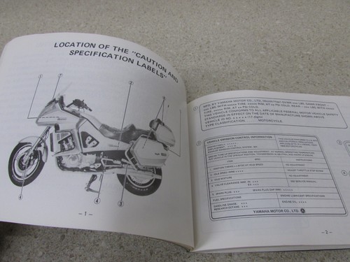 1983 YAMAHA XVZ12TDK VENTURE ROYALE 1200 OEM GENUINE OWNER'S MANUAL 31M-28199-10 - Bild 2 von 4