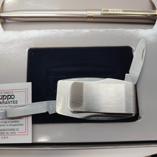 Vintage Zippo Pen & Money Clip with Knife Set Williams Pipe Line Company NOS - Picture 5 of 6