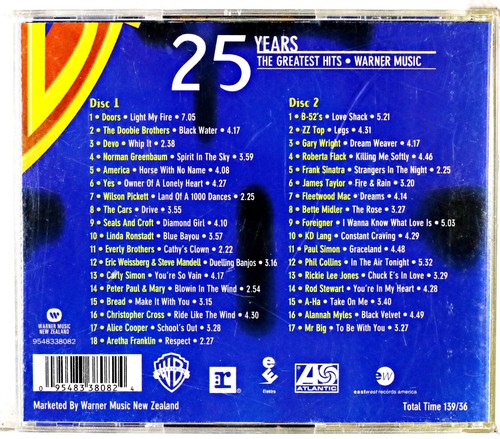 25 Years The Greatest Hits - Warner Music The Doors The Cars Yes Devo ZZ Top - Picture 3 of 3