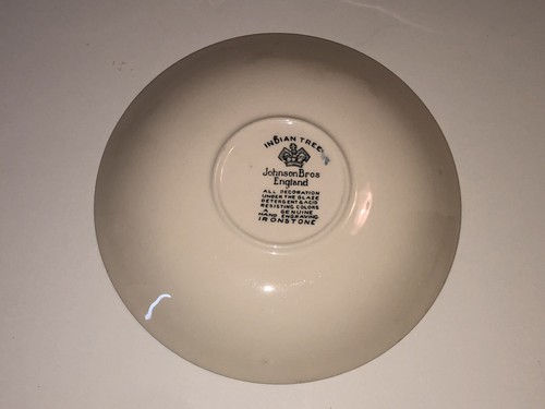 Vintage Johnson Bros Brother Fine China Indian Tree Green Key Cream Saucer Plate - Picture 5 of 8