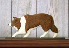 Border Collie Sign Plaque Wall Decor Red