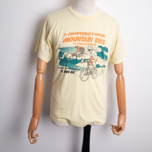 80s Vintage BIESSECI Men's TARANSVESUBIENNE MOUNTAIN BIKE Cycling T-Shirt M - 第 1/6 張圖片
