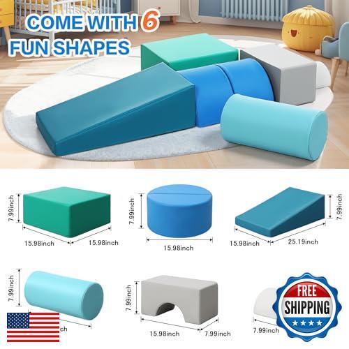 Kids Climbing Toys Foam Blocks: 6PCS PU Leather Foam Climbing Blocks for Todd - Picture 2 of 5