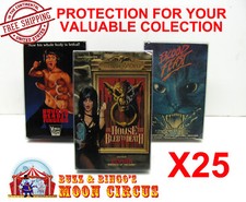 25x VHS MOVIE CARDBOARD BIG BOX SIZE D CLEAR PLASTIC PROTECTIVE BOX PROTECTORS