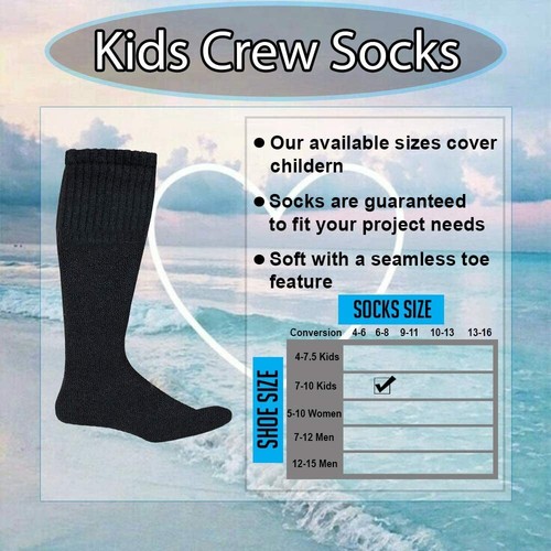 240 Pk Yacht&Smith Wholesale Kids Crew Socks, Cotton Casual Size 6-20, Black - Picture 7 of 7