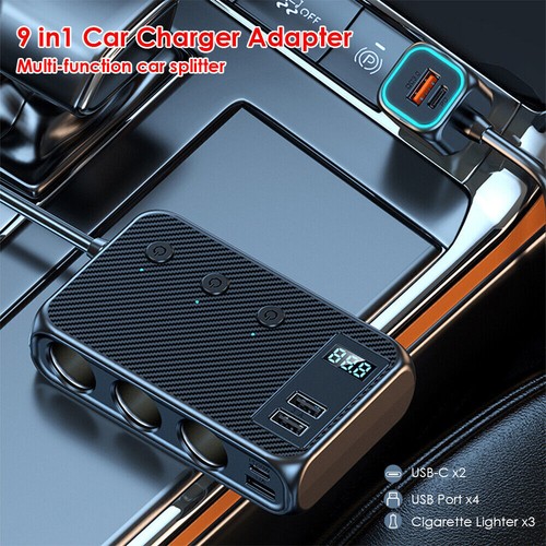 9in1 Car Charger Cigarette Lighter Splitter Adapter Fast USB/C Socket QC PD 30W - Picture 2 of 11