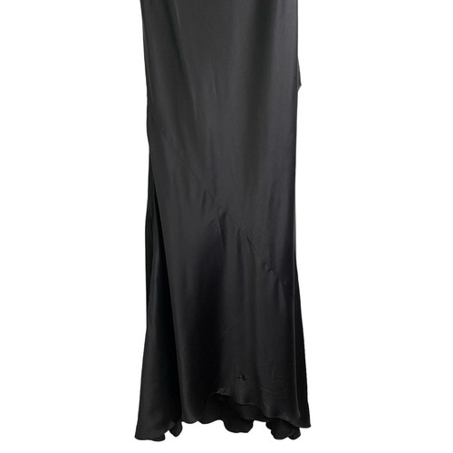 Vestido largo de noche de seda The Bar Smith Maxi vestido drapeado capucha espalda negro talla 00 - Imagen 12 de 15