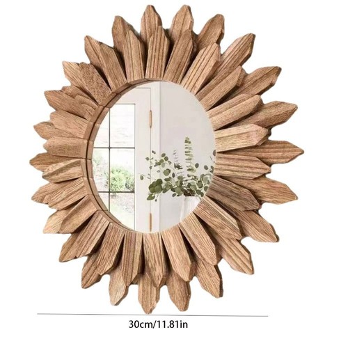 Rustic Farmhouse Decorative Mirror Wooden Wall Mirror Vanity Mirror Bedroom - Picture 2 of 11
