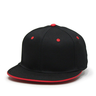 NEW Classic Flex Stretchable Cotton Flat Brim Baseball Cap Black Red S/M L/XL