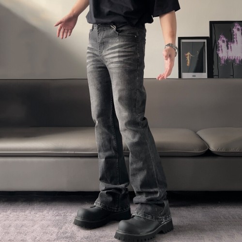 Men Stretch Bell Bottom Wash Jean Slim Fit Retro Long Flared Denim Pants Fashion - Bild 1 von 6