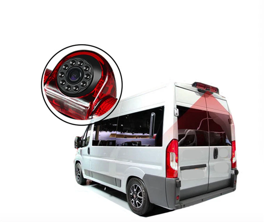 12V IP68 Impermeable 170° Vehículo Retroceso Cámara CCD Tercer Freno Luz LED Foto 3 de 4