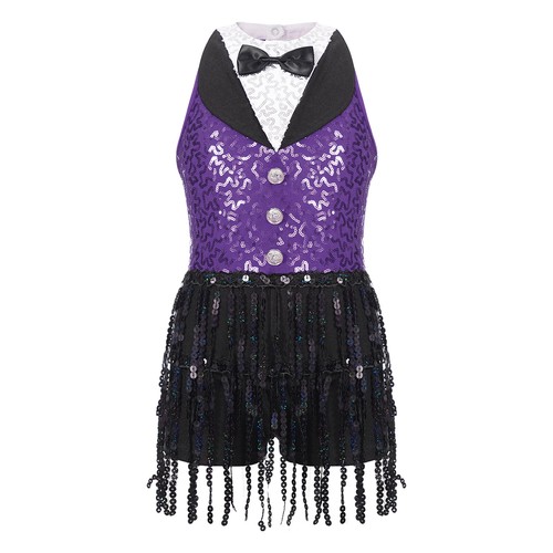 Kids Girls Dress Latin Leotard Set Sequin Sparkle Clothes Performance Costume - Picture 44 of 75