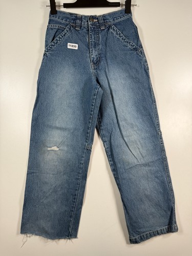 Utility Boys Baggy Straight Leg Medium Wash Distressed Jeans Blue Sz 12 12.5x25 - Picture 1 of 16