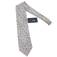 Drake's NWT Neck Tie in Pink with Blue & Green Mini Floral Pattern 100% Silk