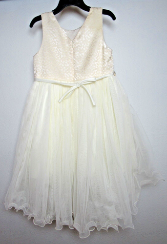 American Princess Ivory Tulle Party Dress With Jeweled Pearl Waist Girls Size 6X - Picture 3 of 10