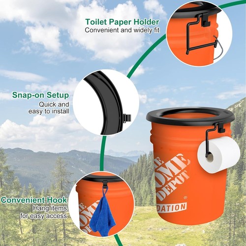 Bucket Toilet Seat, Portable Toilet Seat for 5 Gal Buckets, Camping Toilet Se... - Picture 2 of 7