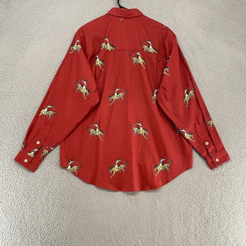 Vintage Barn Fly Shirt Mens Medium Cowboy Western Made in USA Rodeo Ranch Red - Picture 9 of 10