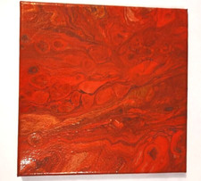 HANDMADE ACRYLIC POUR PAINTING ON 10X10 CANVAS, VARNISHED