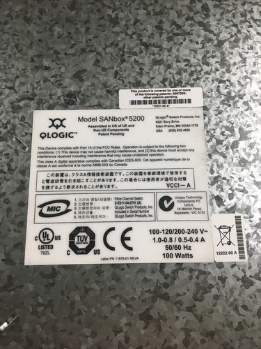 QLOGIC SANbox SB5200- 20A R - 16-Port Fibre Channel Network Switch "A" - Picture 3 of 12