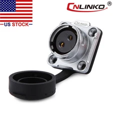 2 Pin Power Connector Female Panel Mount Receptacles Socket Waterproof IP67