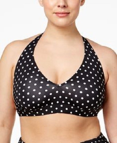NWT Ralph Lauren Swimwear Bikini Top Bra Size 18W Halter Polka Dot - Picture 1 of 3