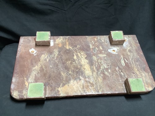 Red Marble Double Inkwell Pen Desk with 2 blotters - Picture 6 of 12