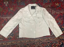 Carlisle 100% Silk Cropped Jacket Blazer Sz 2 Mint Green Polka Dot