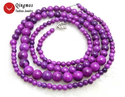 4-8mm Round Natural Purple Sugilite Necklace for Women 33'' Long Necklace n6384 - Picture 8 of 10