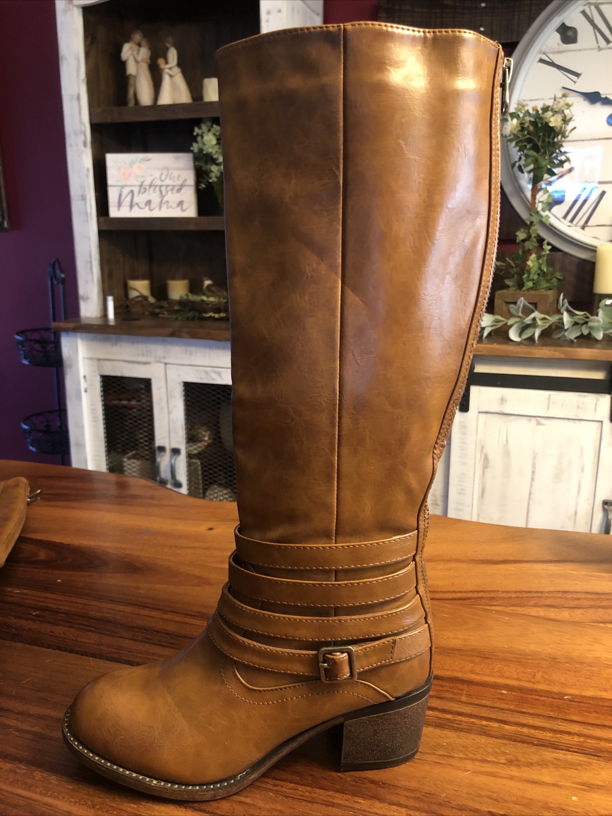Tall Light Brown Knee High Boots Gem
