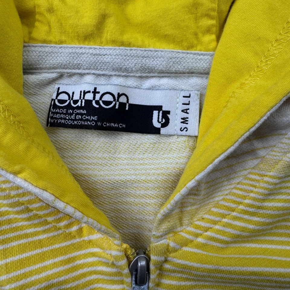 Burton Girls Small Hoodie Full Zip Yellow Striped Lightweight Casual Jacket - Image 3 of 4