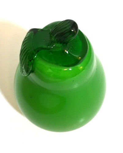 Vidrio artístico exuberante verde pera fruta soplado a mano decoración del hogar o pisapapeles - Imagen 5 de 6