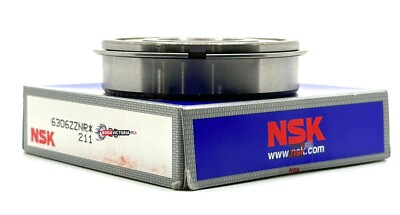 NSK JAPAN 6306 ZZ NR BALL BEARING, METAL SHIELDED + SNAP RING