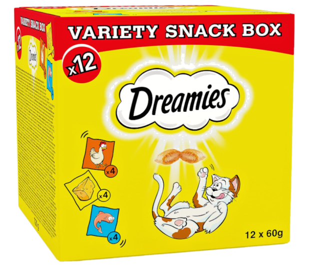 Dreamies Cat Treats Mixed Variety Snack Box Chicken Cheese & 12 x 60g Dreamies Dreamies Cat Treats Mixed Variety Snack Box Chicken Cheese & 12 x 60g Dreamies