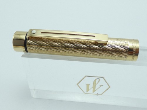 Sheaffer Targa 1009 Barleycorn Gold Plated Fountain Pen, GT, Medium 14K Nib, Box - Foto 12 di 19
