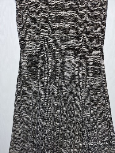 Jones New York A-Line Dress Women's 12 Black White Stretch Polka Dot Cap Sleeve - Picture 8 of 13